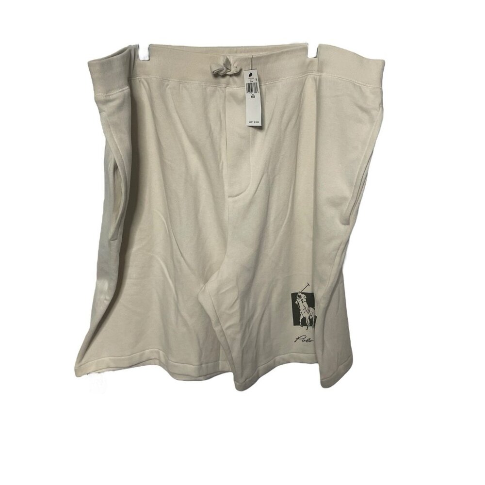 Polo Ralph Lauren Sweat Shorts Men 4XB Ivory Drawstring Casual Big Pony Logo New